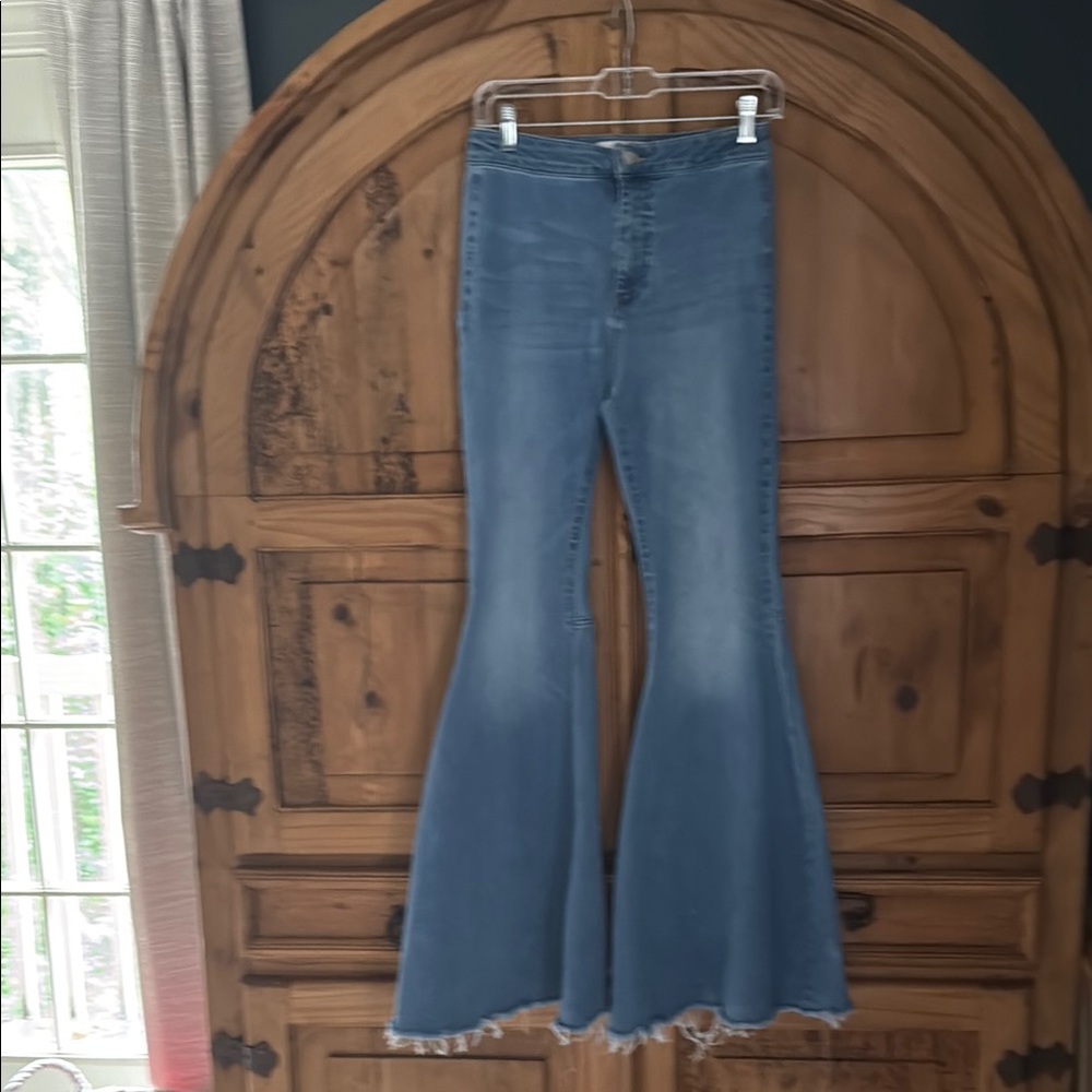 We the Free  Blue Flare Wide Leg Jeans Classic Denim